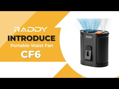 Raddy CF6 Portable Waist Fan | 14500RPM Strong Airflow | 5 Speeds | Rechargeable 4000mAh Battery |  For Camping/Outdoor/Travel