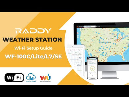 Raddy WF-100C Lite Weather Stations | Wireless | Temperature | Barometric Pressure | Humidity | Wind Rain Gauge