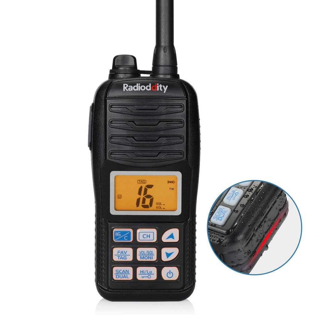 Radioddity Voyage RV6  Marine Radio VHF | Tri-watch | Waterproof | NOAA | Emergency Strobe LED [DISCONTINUED] - Radioddity
