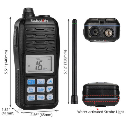 Radioddity Voyage RV6  Marine Radio VHF | Tri-watch | Waterproof | NOAA | Emergency Strobe LED [DISCONTINUED] - Radioddity