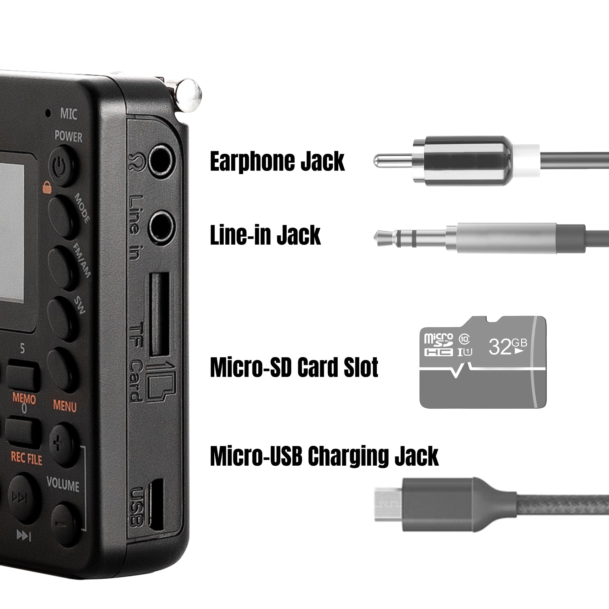 Raddy RF30 AM/FM/SW Radio | Digital Tuner | Bluetooth | AUX Recording - Radioddity