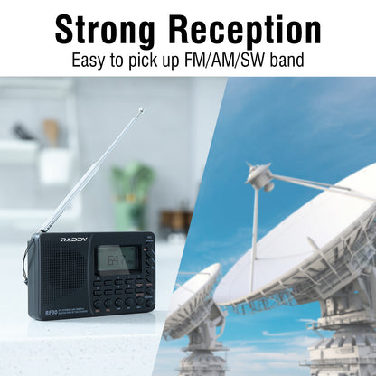 Raddy RF30 AM/FM/SW Radio | Digital Tuner | Bluetooth | AUX Recording - Radioddity