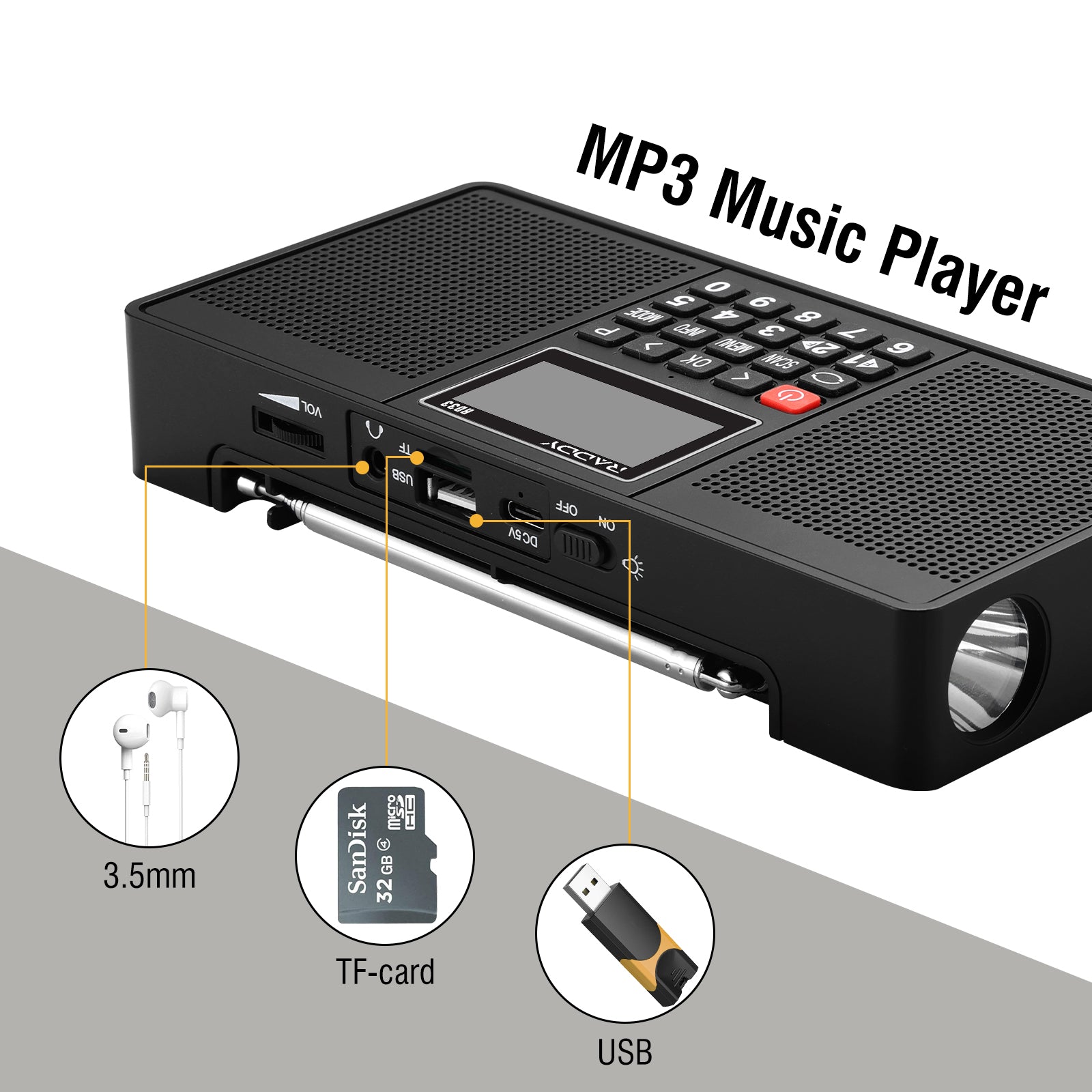Raddy RD33 Tragbares FM DAB Radio | Digitales Wiederaufladbares | MP3 Musik-Wiedergabe | Unterstützung von Bluetooth [DISCONTINUED] - Radioddity