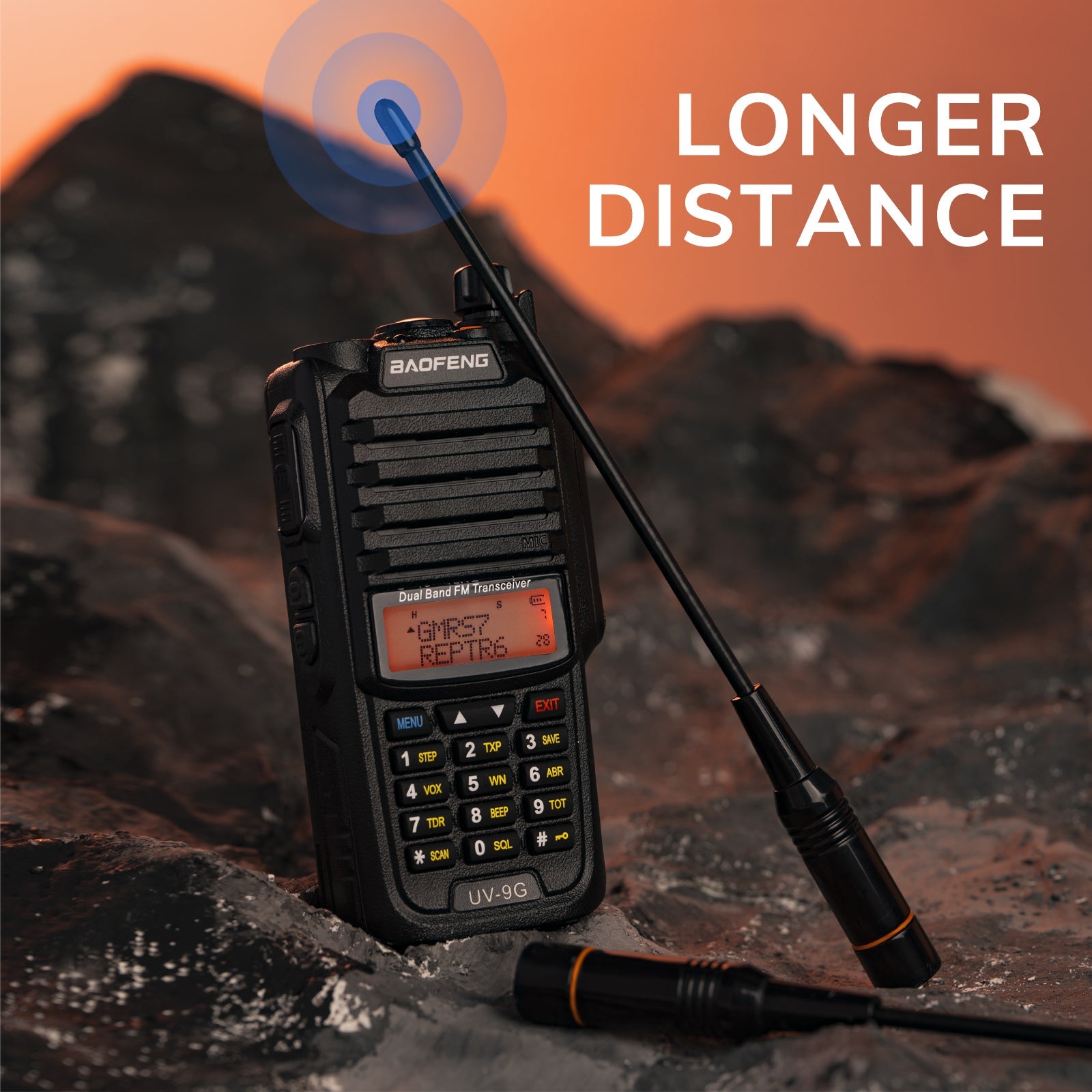 Baofeng UV-9G GMRS Radio [2 Packs] | 5W | IP67 Waterproof | Repeater Capable | V/UHF Scanner | NOAA - Radioddity