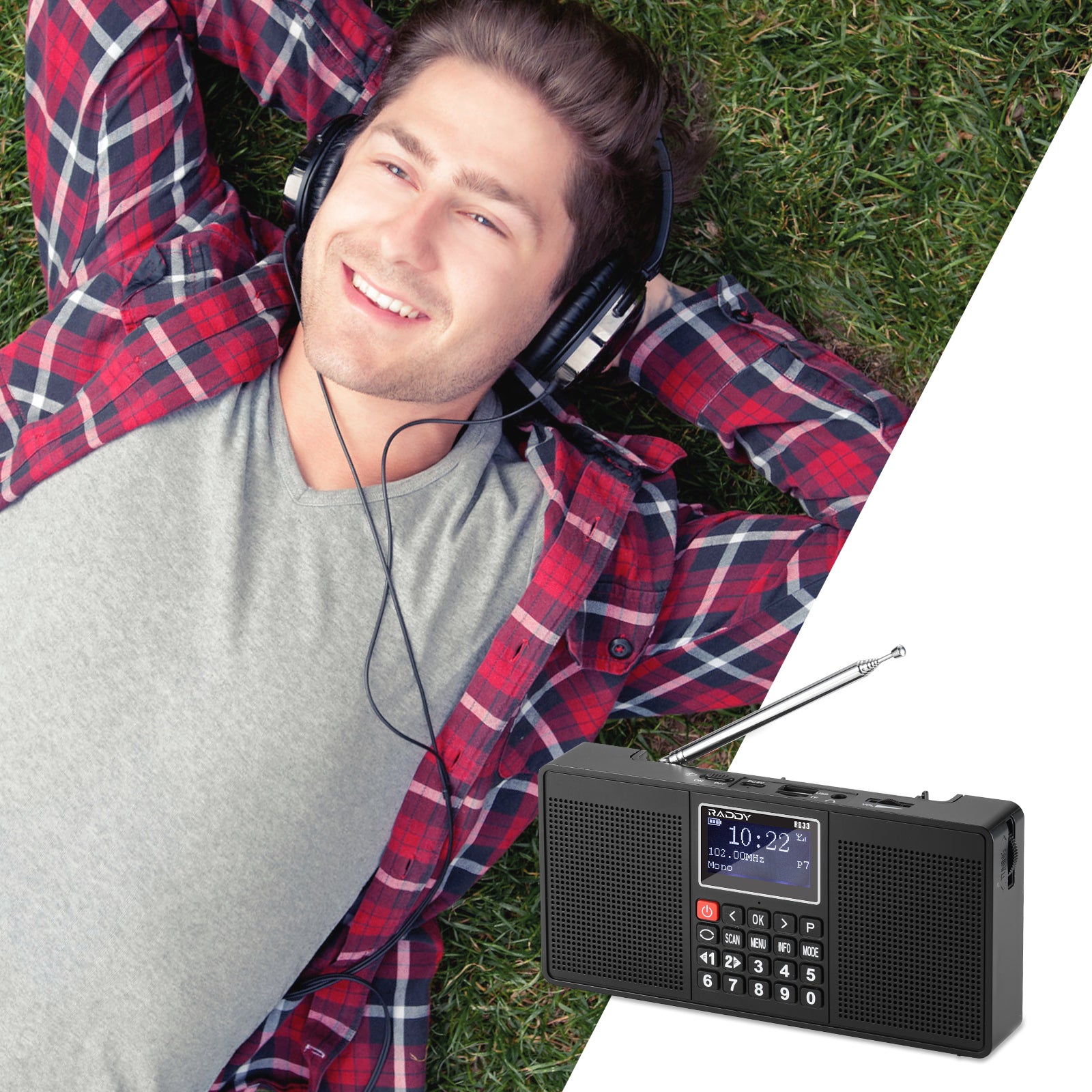 Raddy RD33 Tragbares FM DAB Radio | Digitales Wiederaufladbares | MP3 Musik-Wiedergabe | Unterstützung von Bluetooth [DISCONTINUED] - Radioddity