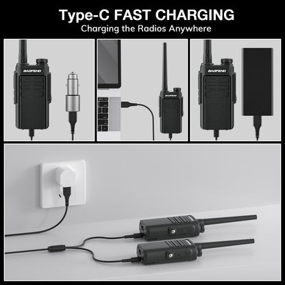 Baofeng MP31 GMRS Radio [1 Pair] | 2W |  IP54 Waterproof | USB-C Charging | VOX | NOAA Receive & Scan - Radioddity
