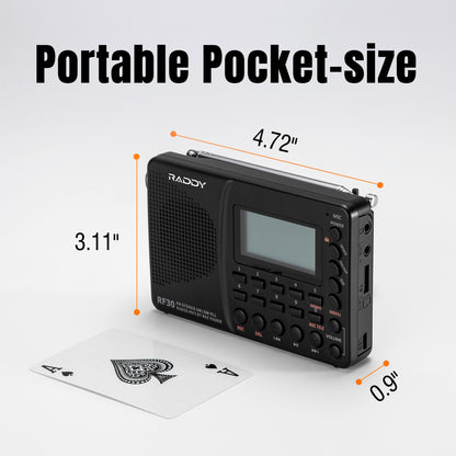 Raddy RF30 AM/FM/SW Radio | Digital Tuner | Bluetooth | AUX Recording - Radioddity