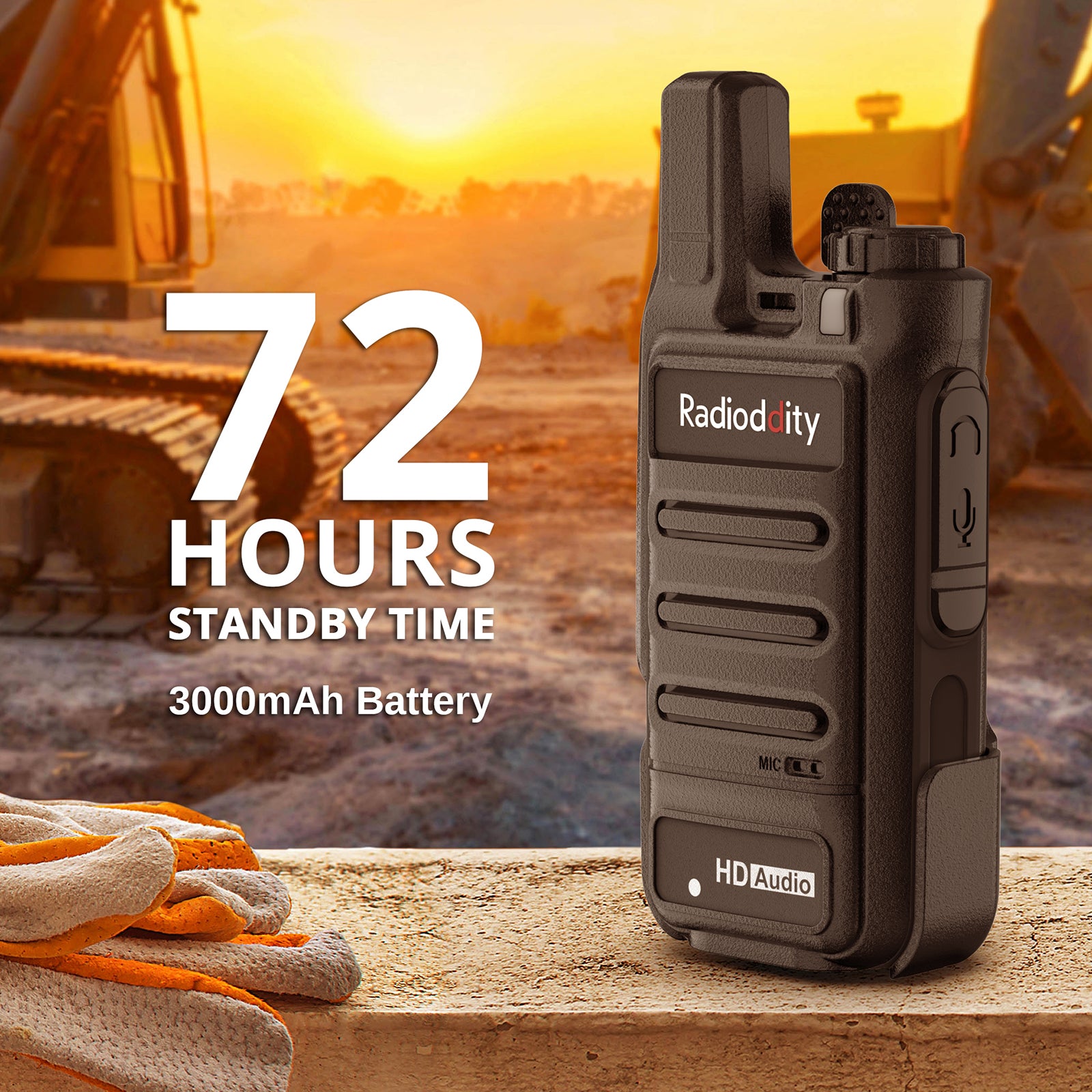 Radioddity GM-N1 GMRS Radio [1 Pair] | 3W | Noise Canceling | 3000mAh Battery | Repeater Capable - Radioddity