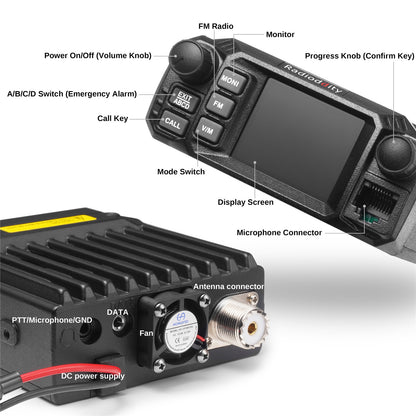 Radioddity DB25-G GMRS Mobile Radio | 25W | Quad Watch | UHF VHF Scanning | Repeater Capable - Radioddity