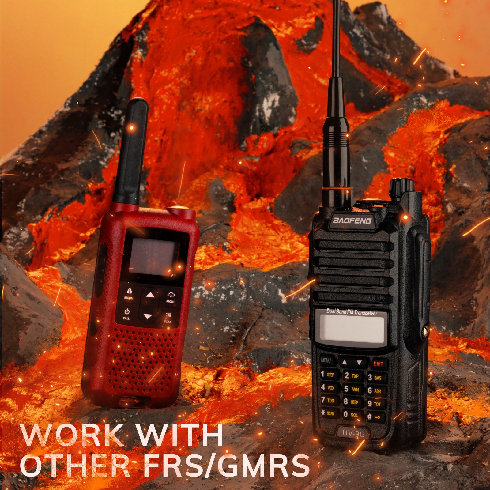 Baofeng UV-9G GMRS Radio | 5W | IP67 Waterproof | Repeater Capable | V/UHF Scanner | NOAA - Radioddity