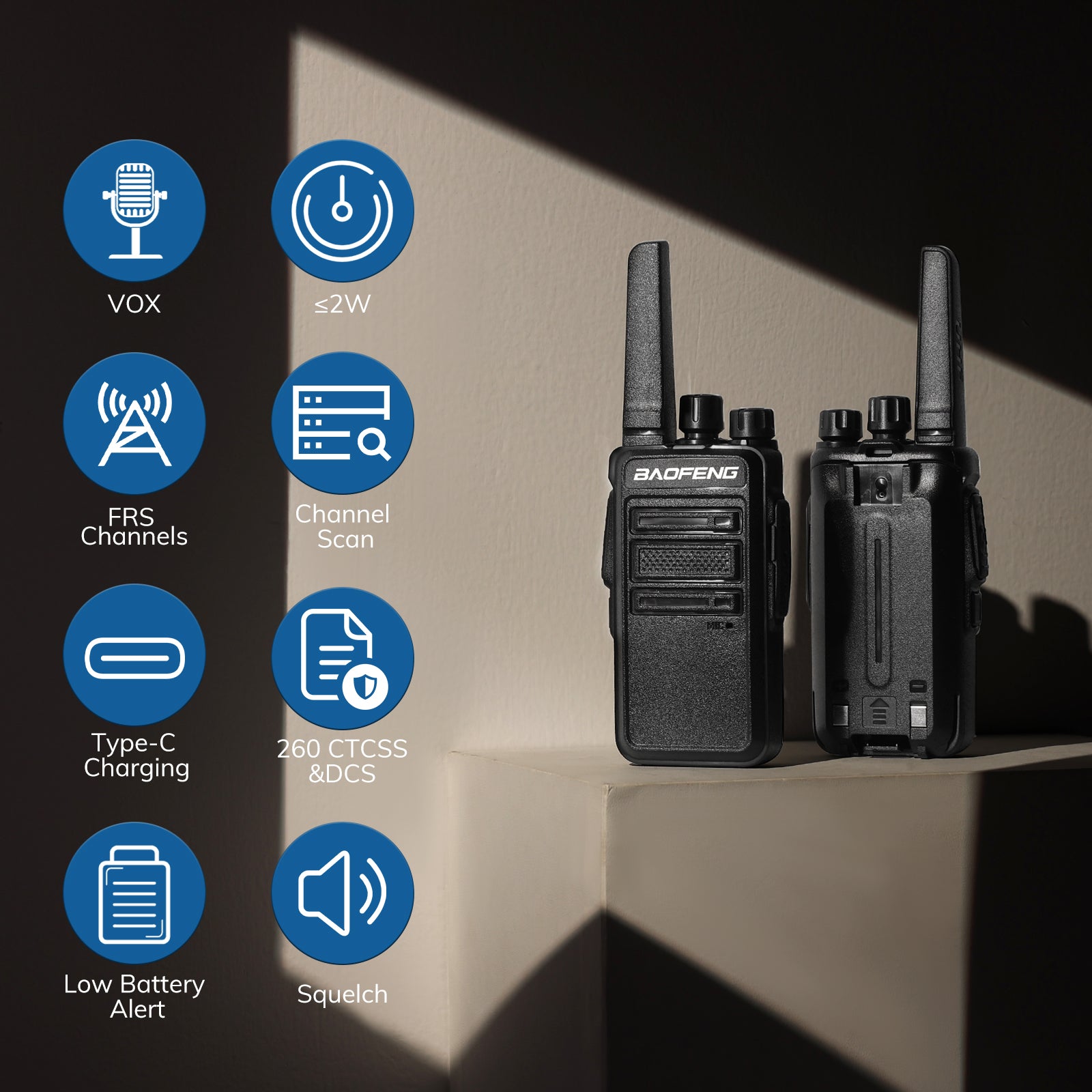 Baofeng GT-68 [4 Packs] FRS Radios | License-free | Typc-C Charging | CTCSS/DCS - Radioddity