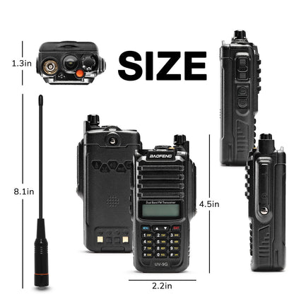 Baofeng UV-9G GMRS Radio [2 Packs] | 5W | IP67 Waterproof | Repeater Capable | V/UHF Scanner | NOAA - Radioddity