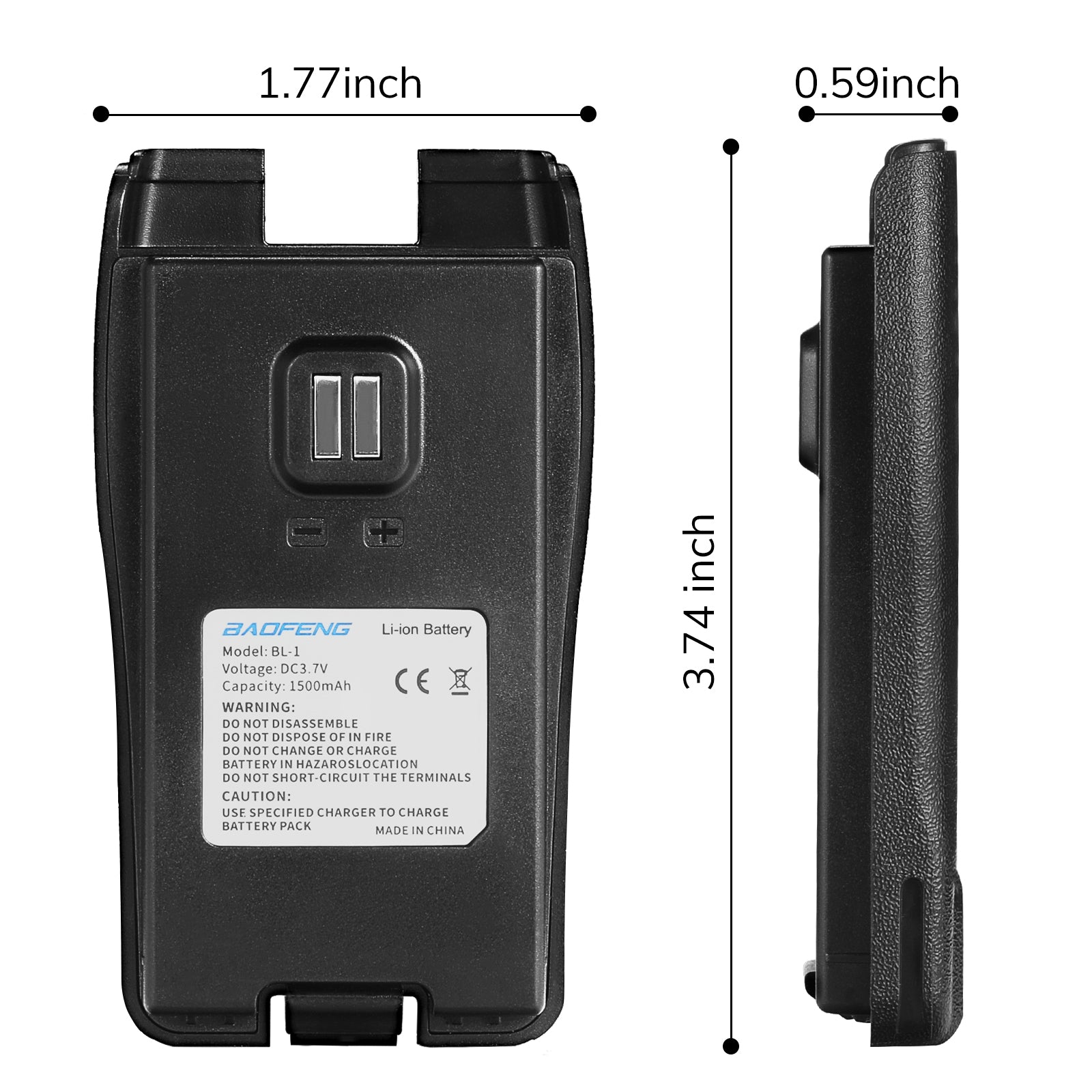 1500mAh Battery for Baofeng BF-88ST [2 Pack] - Radioddity