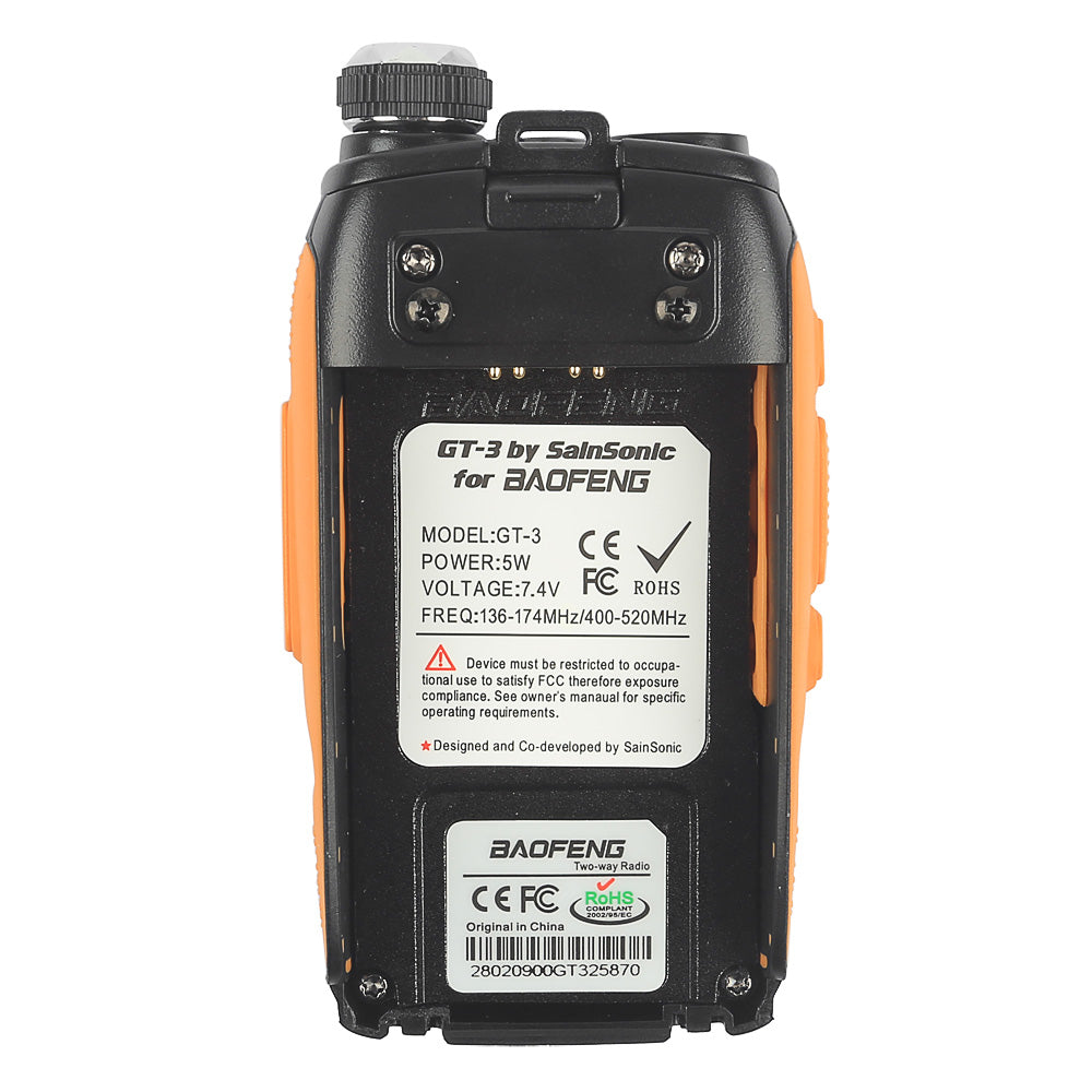 Baofeng GT-3 Mark II | Dual Band | 5W | Better Antenna | 3800mAh | Flashlight Radio - Radioddity