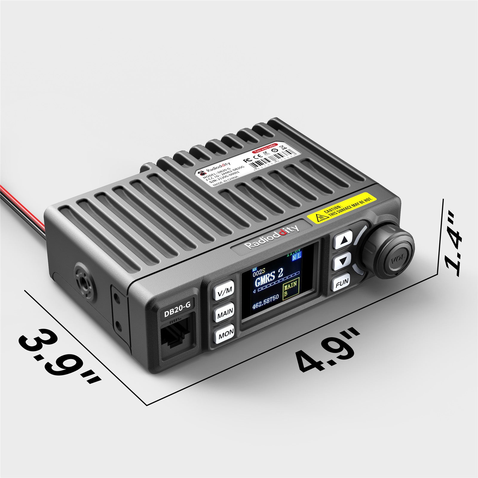 Radioddity DB20-G GMRS Mobile | 20W | 500 Channels | UHF VHF Scanner | Sync | Repeater Capable - Radioddity