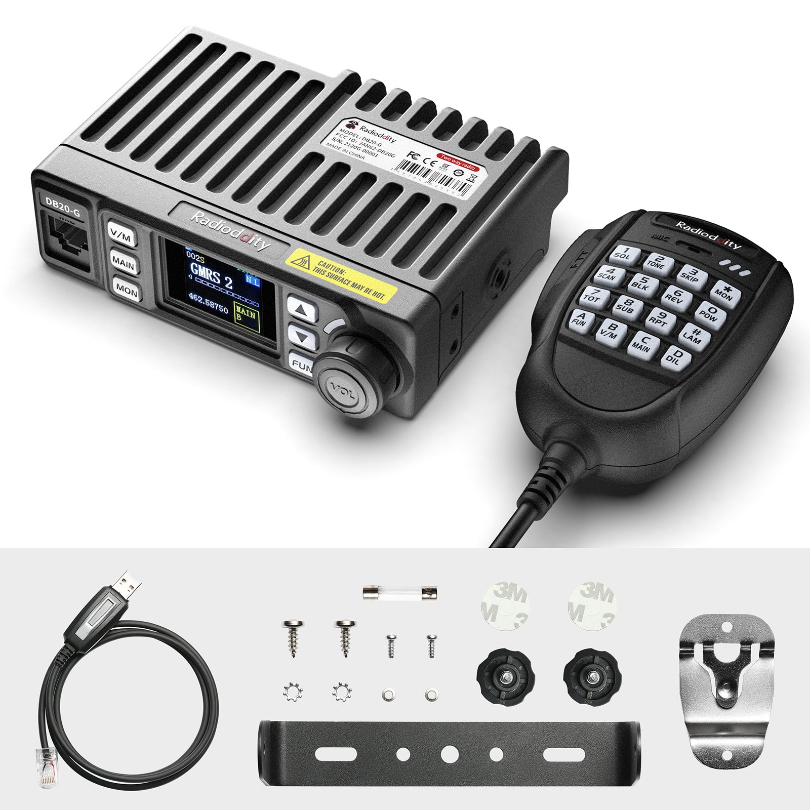 Radioddity DB20-G GMRS Mobile | 20W | 500 Channels | UHF VHF Scanner | Sync | Repeater Capable - Radioddity