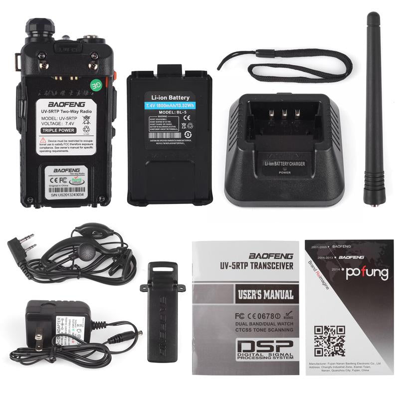 Baofeng UV-5RTP [10 Pack + Cable] | Dual Band | 8W/4W/1W | Tri-power Two Way Radio - Radioddity