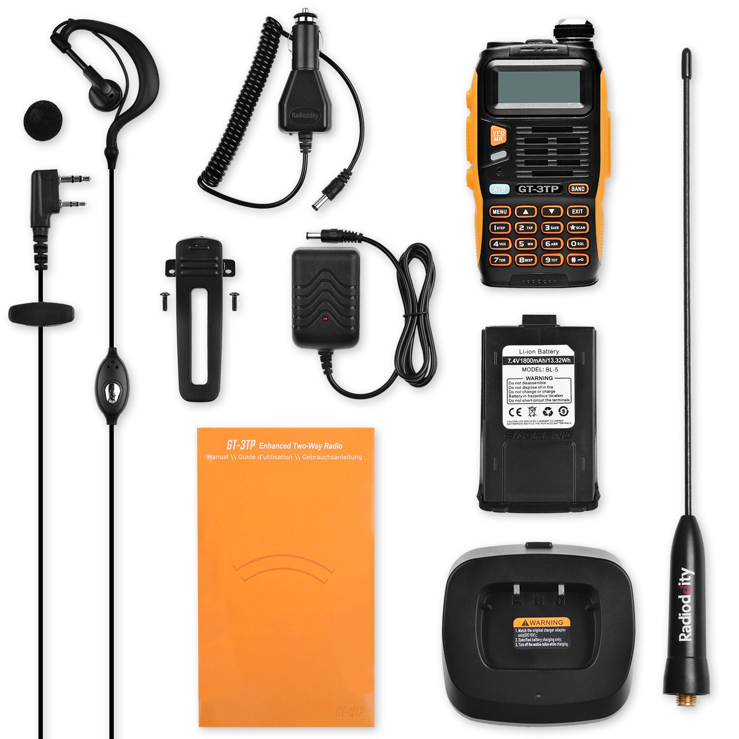 Baofeng GT-3TP Mark III Two way Radio [10 Packs] + Programming Cable - Radioddity