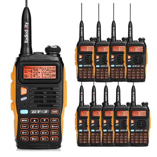 Baofeng GT-3 Mark II [10 Pack] | Dual Band | 5W | Better Antenna | VOX | Flashlight - Radioddity