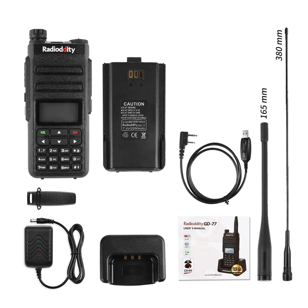 Radioddity GD-77 | Dual Band | 2 Time-slot DMR | 2200mAh | 5W | with Cable - Radioddity