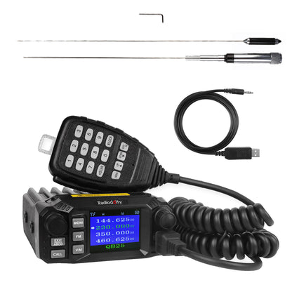 QB25 Pro Quad Band Mini Mobile Radio+ Cable + 50W Antenna - Radioddity