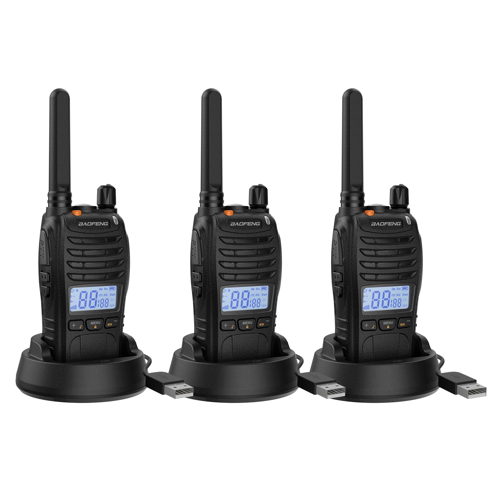 Baofeng BF-88ST Pro [3 Pack] FRS Radio | License-Free | NOAA | VOX | Dual Watch | USB Charger - Radioddity