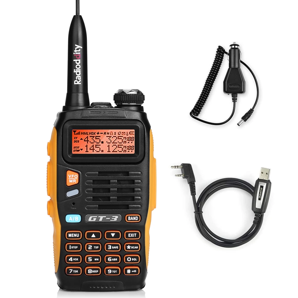 Baofeng GT-3 Mark II | Dual Band | 5W | Better Antenna | VOX | Flashlight | with Cable - Radioddity