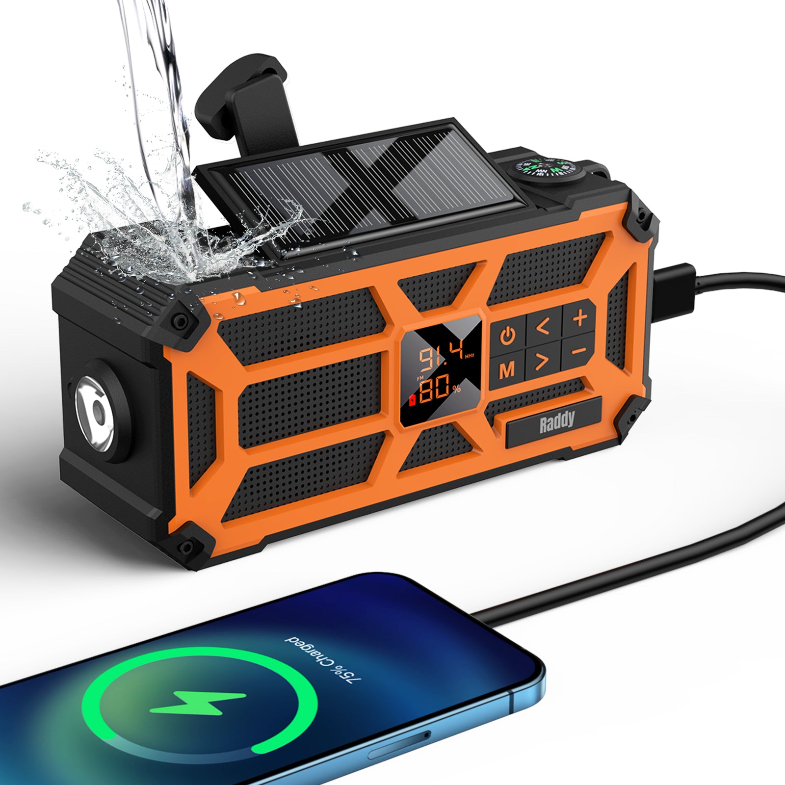 Raddy SW5 Emergency Radio | IPX5 Waterproof | 5000mAh | Hand Crank Solar | Power Bank | NOAA [DISCONTINUED] - Radioddity