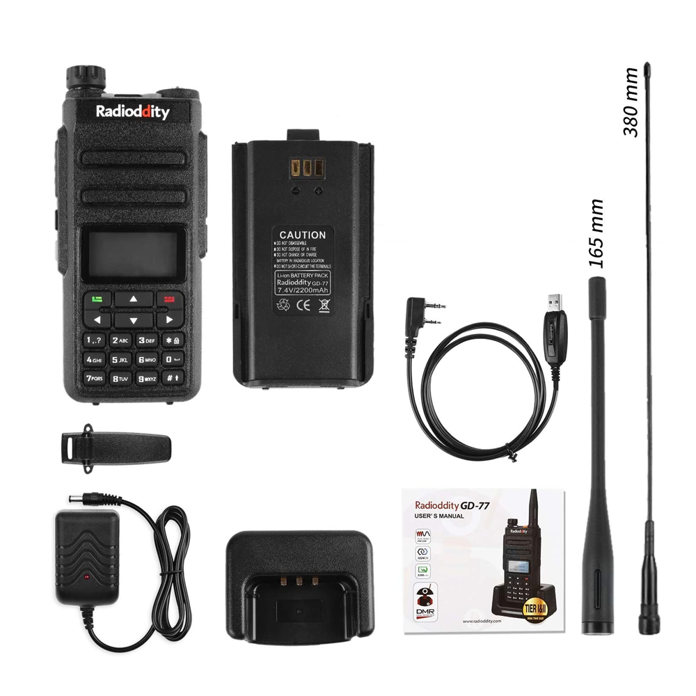 GD-77 DMR Dual Band Dual Time Slot Two Way Radio + Cable [2 Pack] - Radioddity