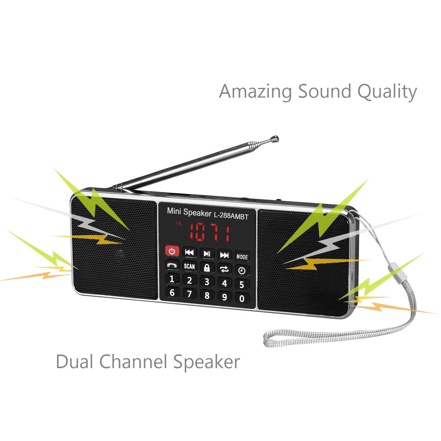 Bluetooth Super Bass Speaker SD/TF MP3 Player AM/FM Radio [DISCONTINUED] - Radioddity