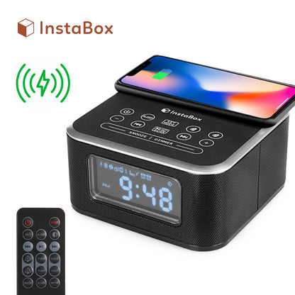 InstaBox W33 Wireless Charging Alarm Clock Radio Dual Speaker - Radioddity