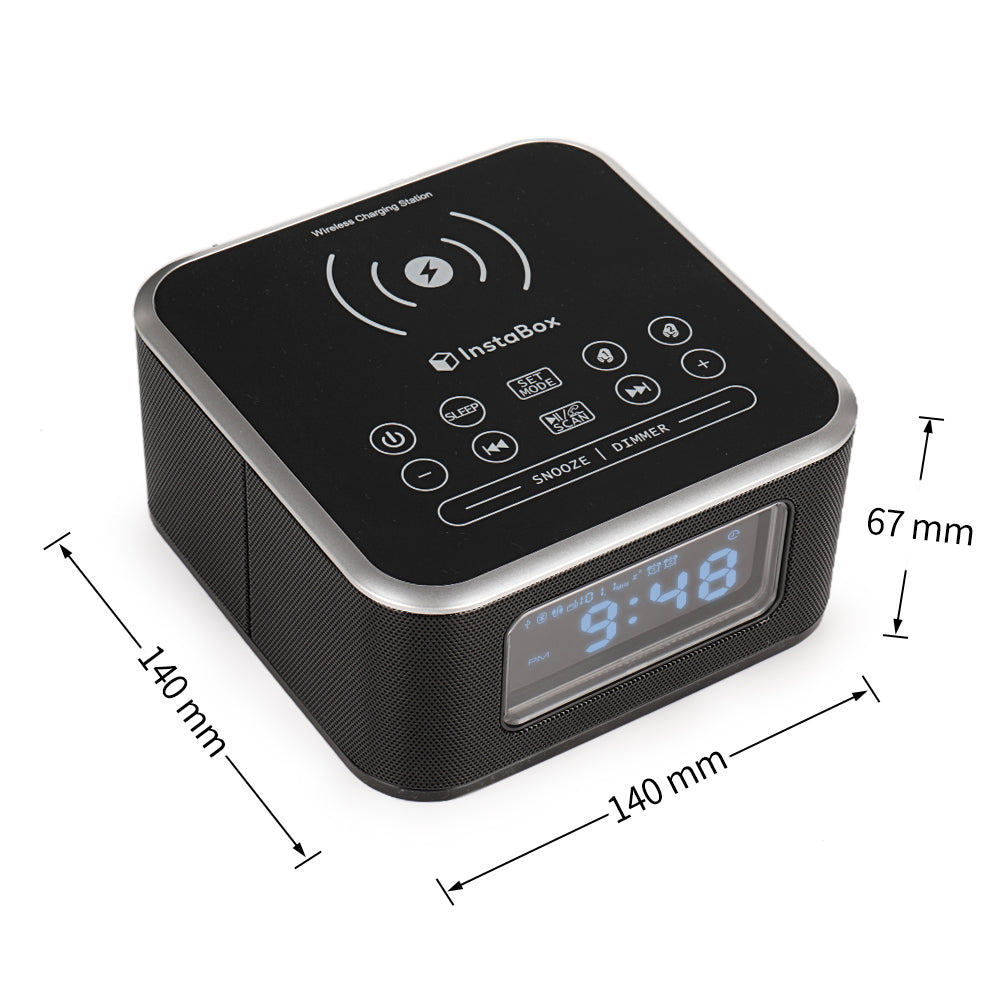 InstaBox W33 Wireless Charging Alarm Clock Radio Dual Speaker - Radioddity