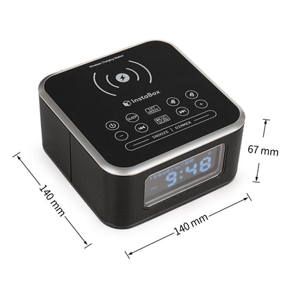 InstaBox W33 Wireless Charging Alarm Clock Radio Dual Speaker - Radioddity