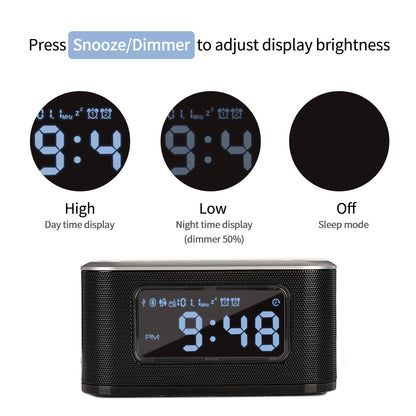 InstaBox W33 Wireless Charging Alarm Clock Radio Dual Speaker - Radioddity