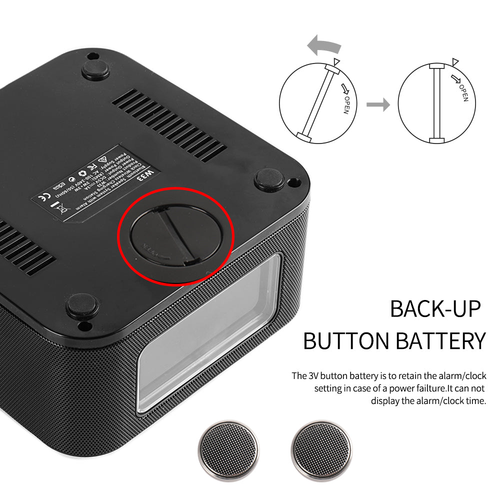 InstaBox W33 Wireless Charging Alarm Clock Radio Dual Speaker - Radioddity