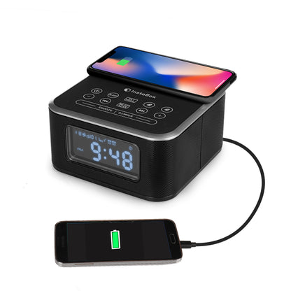 InstaBox W33 Wireless Charging Alarm Clock Radio Dual Speaker - Radioddity