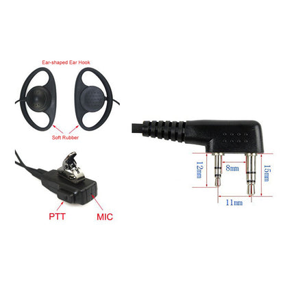 Radioddity D-Shape Earpiece PTT Mic for Baofeng Motorola TYT [DISCONTINUED] - Radioddity