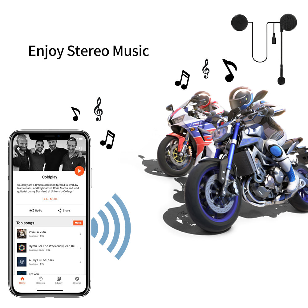 Radioddity L1M Wireless Hands-Free Motorcycle Helmet Headset Compatible with Bluetooth 4.0 - Radioddity