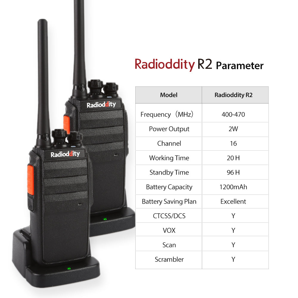 2 pcs x Radioddity R2 Two Way Radio - Radioddity