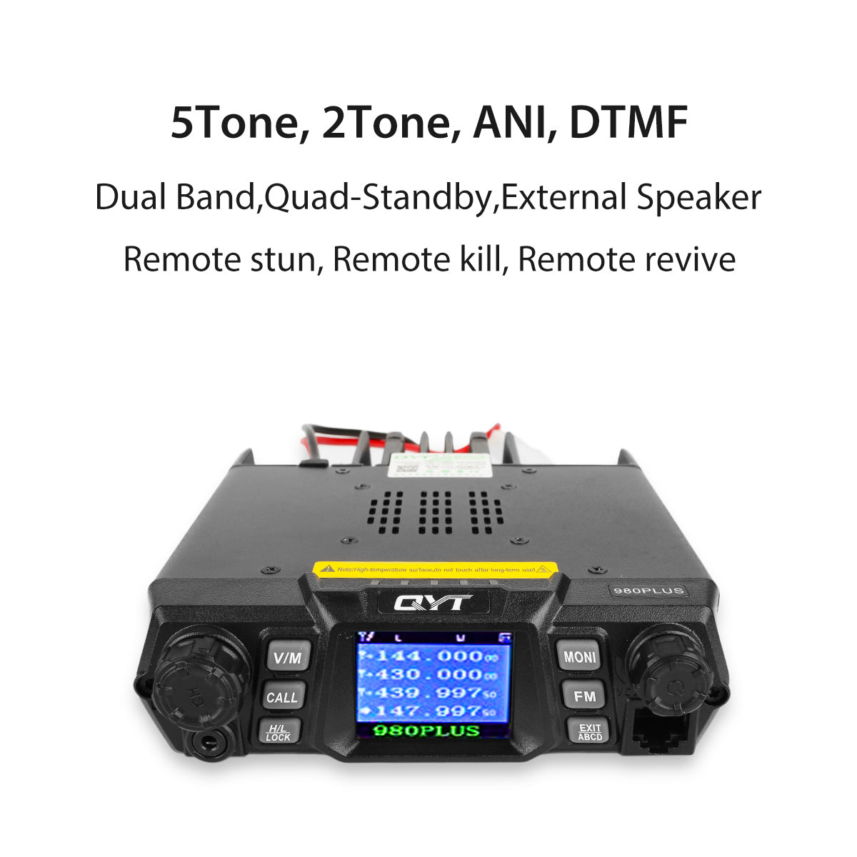 QYT KT-980 Plus | Dual Band | Quad-standby | 75W | Support CHIRP | with Cable - Radioddity