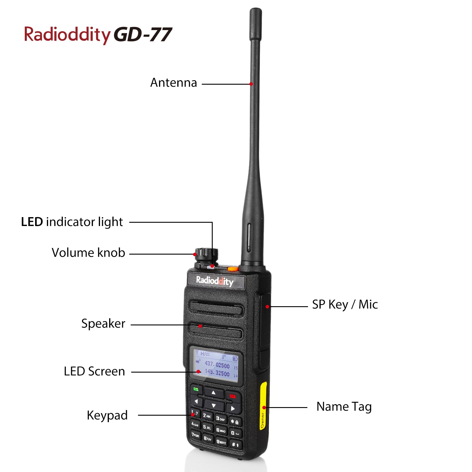 Radioddity GD-77 | Dual Band | 2 Time-slot DMR | 2200mAh | 5W | with Cable - Radioddity