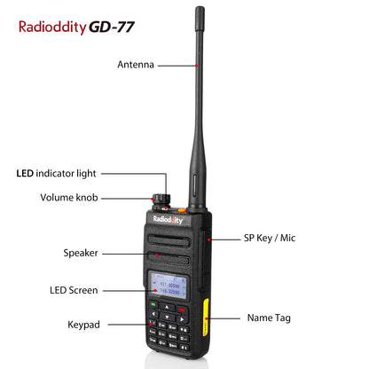 GD-77 DMR Dual Band Dual Time Slot Two Way Radio + Cable [4 Pack] - Radioddity