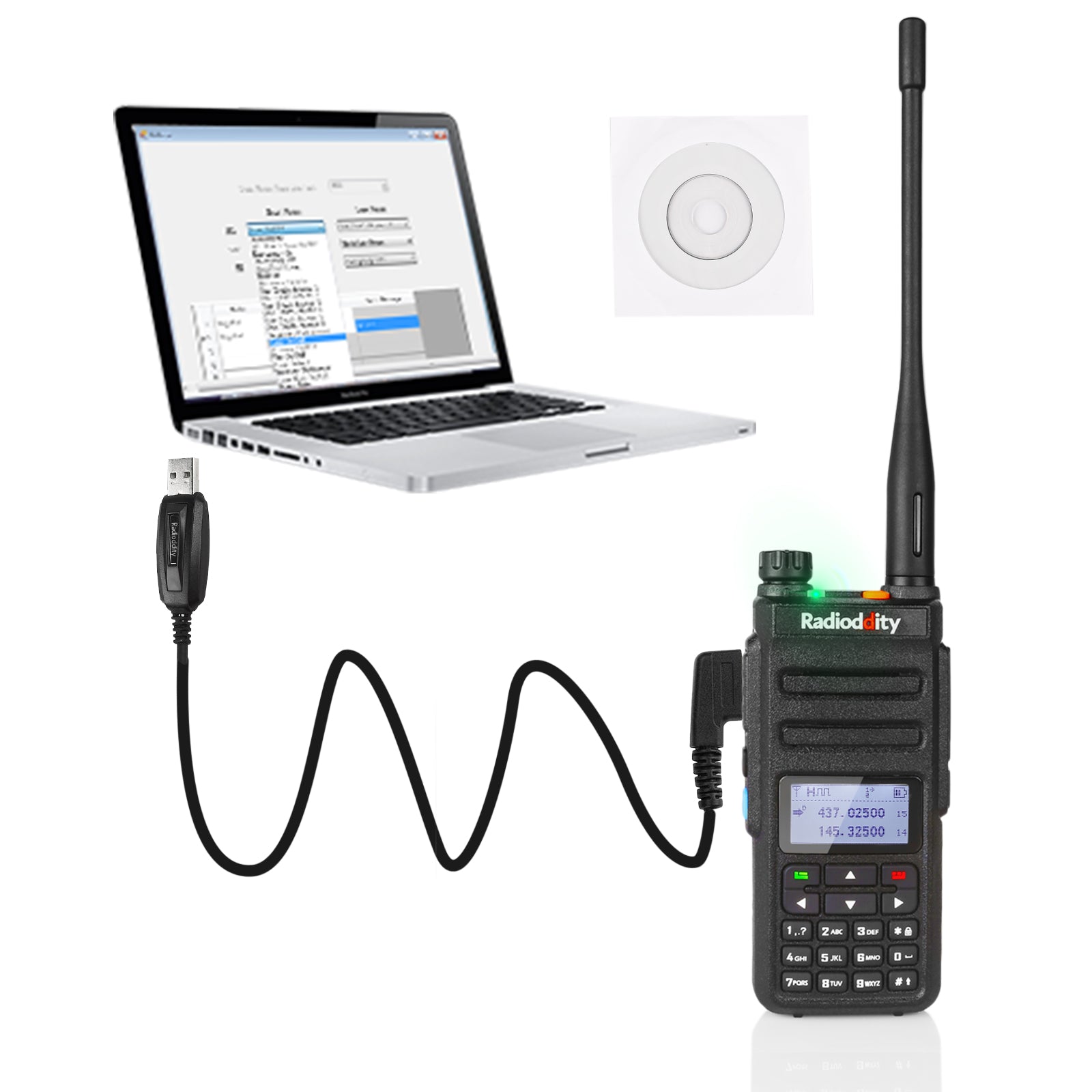 GD-77 DMR Dual Band Dual Time Slot Two Way Radio + Cable [2 Pack] - Radioddity