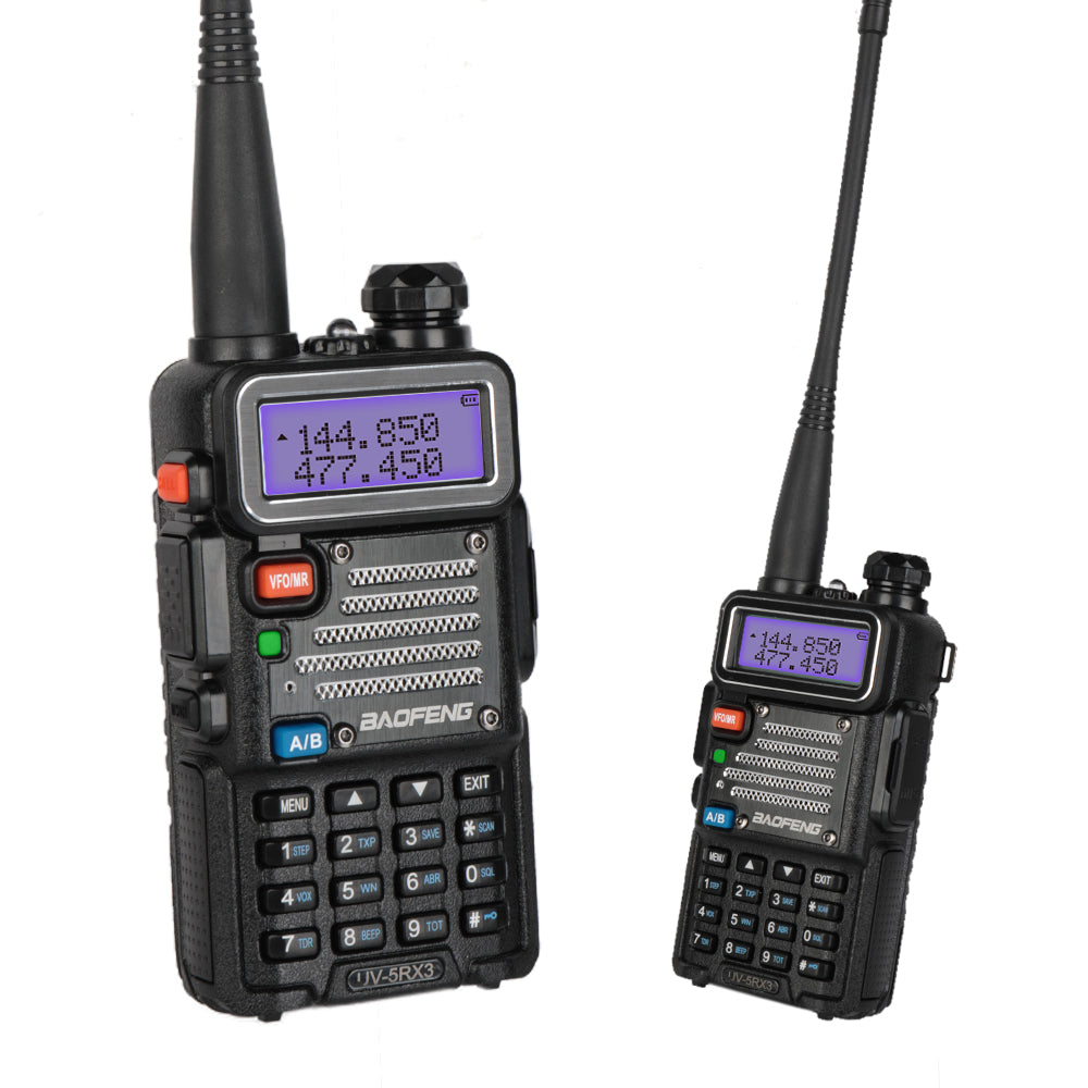 Baofeng UV-5RX3 [5 Packs] | Tri-band 1.25M | Tri-color LCD | 2 Antennas | with Cable - Radioddity