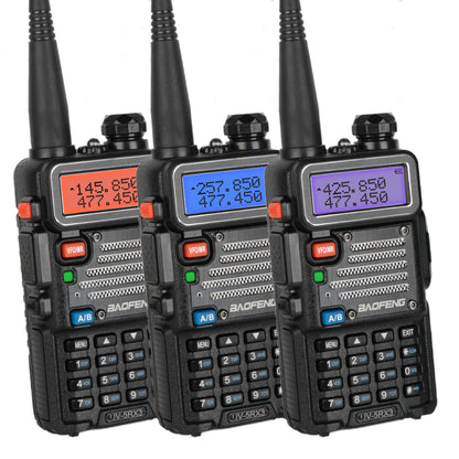 Baofeng UV-5RX3 [5 Packs] | Tri-band 1.25M | Tri-color LCD | 2 Antennas | with Cable - Radioddity