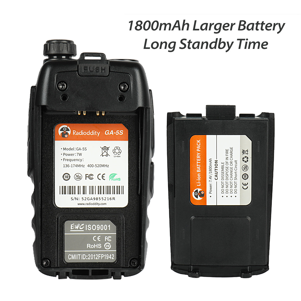 Radioddity GA-5S [5 Packs] | Dual Band | 7W/5W/1W | FM Radio | VFO - Radioddity