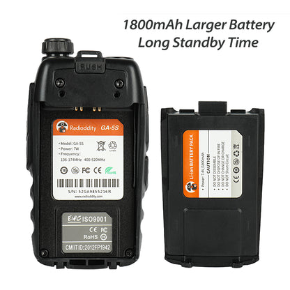 Radioddity GA-5S [5 Packs] | Dual Band | 7W/5W/1W | FM Radio | VFO - Radioddity