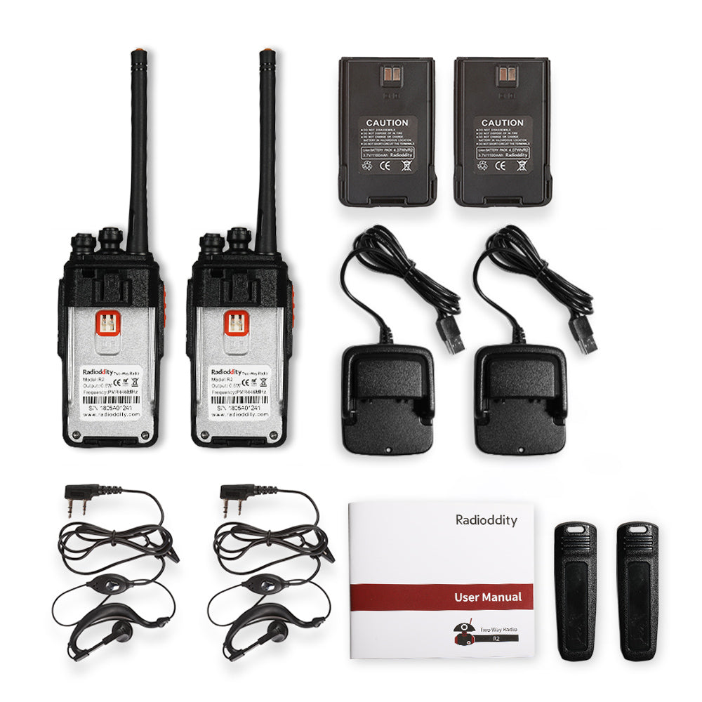Radioddity R2 Walkie Talkie UHF PMR446 [2 Pack] - Radioddity
