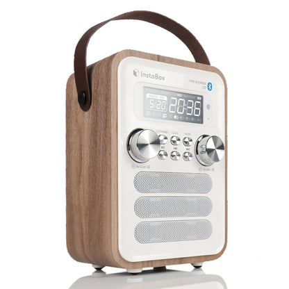 InstaBox i10 Wooden FM Clock Radio & Bluetooth Speaker - Radioddity