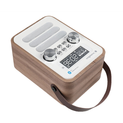 InstaBox i10 Wooden FM Clock Radio & Bluetooth Speaker - Radioddity
